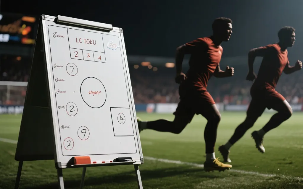 战术板与球员剪影，象征淘汰赛的紧张与博弈